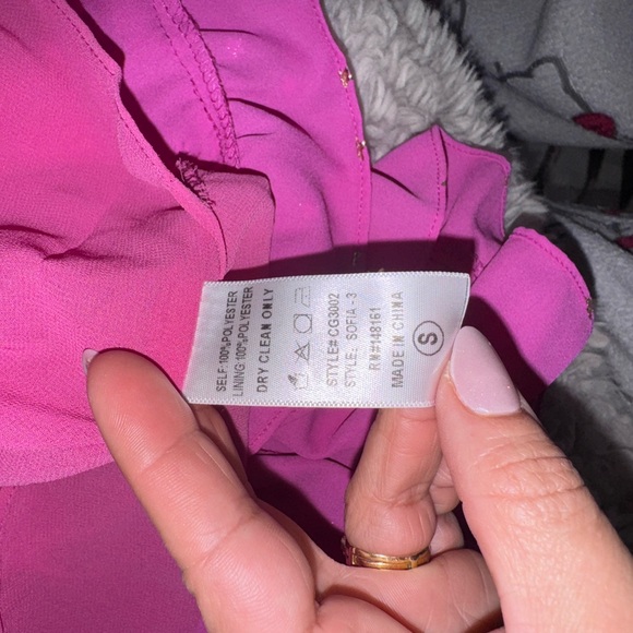 Buddy Love Hot Pink One-Shoulder Ruffle Dress with Star Accents Size Small - Picture 6 of 6